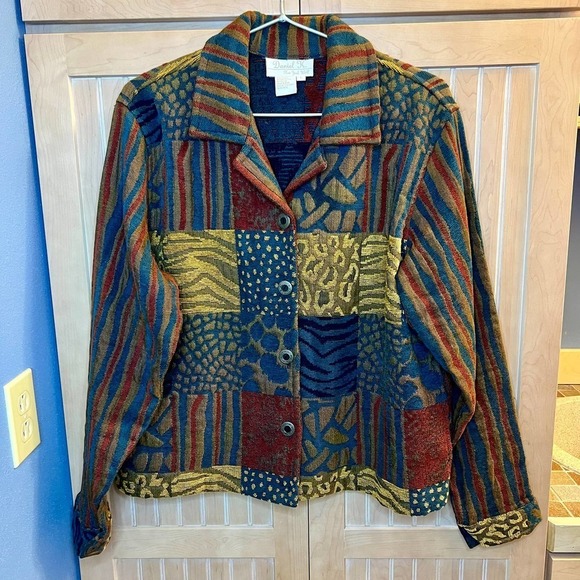 Vintage Daniel K. Embroidered Patchwork Look Tapestry Jacket Size Large - Picture 16 of 16